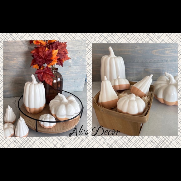 Bundle of 6 ceramic two-tone pumpkin home decor - Picture 7 of 7